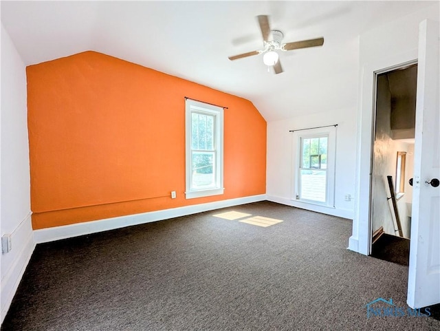 312 S Elm St, Pioneer, OH 43554 - bonus room featuring vaulted ceiling, ceiling fan, and carpet flooring