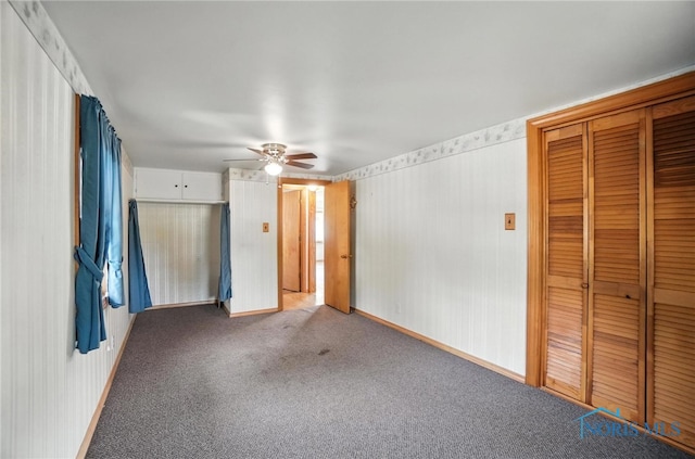 719 S Shannon St, Van Wert, OH 45891 - unfurnished bedroom with carpet flooring, ceiling fan, and a closet