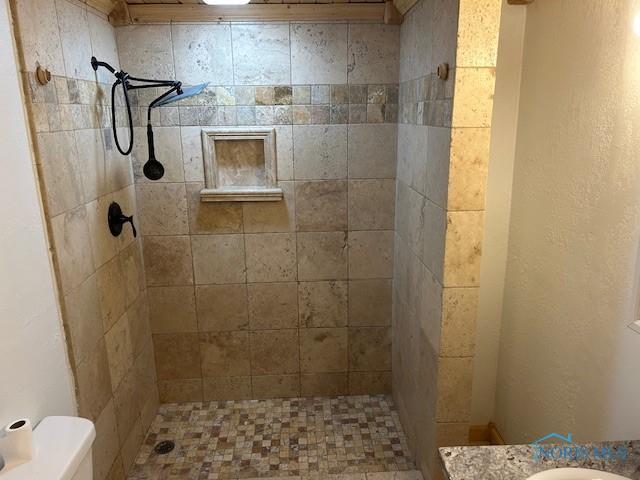 203 S Main, Hicksville, OH 43526 - bathroom with a tile shower and vanity