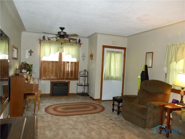 431 Fillmore St, Napoleon, OH 43545 - living room with ceiling fan and carpet floors