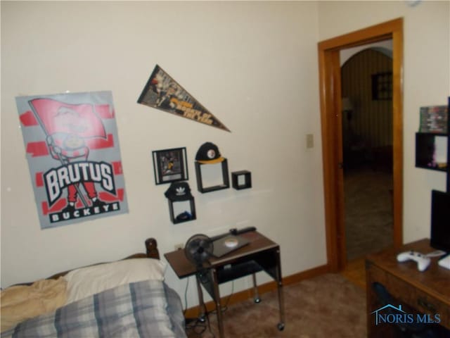 431 Fillmore St, Napoleon, OH 43545 - carpeted bedroom with baseboards and arched walkways
