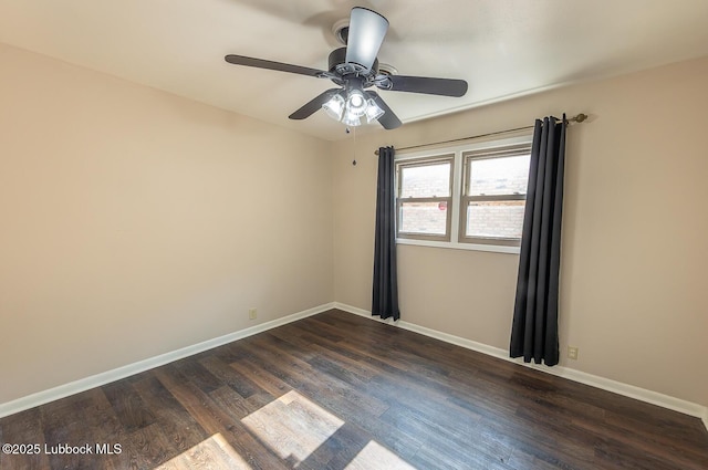 3423 60th St, Lubbock, TX 79413 - empty room featuring dark wood finished floors and a ceiling fan