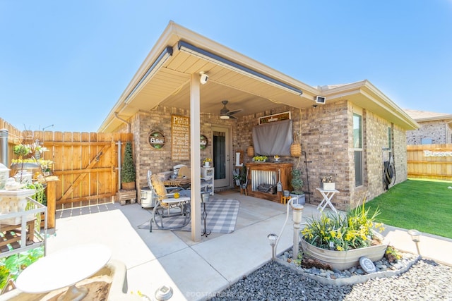 view of patio with ceiling fan