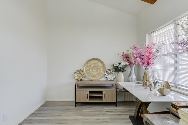 office area featuring light hardwood / wood-style floors