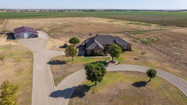 drone / aerial view with a rural view