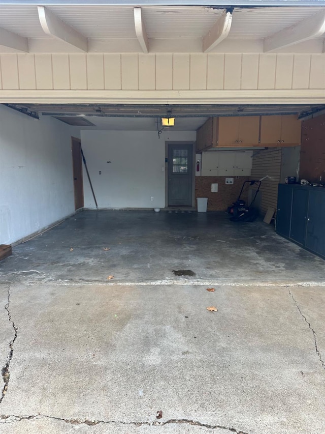 garage with a garage door opener