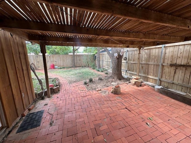 view of patio featuring a pergola