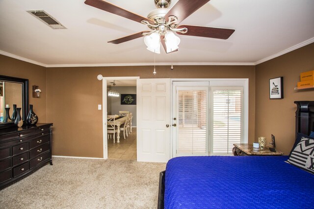 7802 Zoar Ave, Lubbock, TX 79424 - carpeted bedroom with crown molding and a ceiling fan