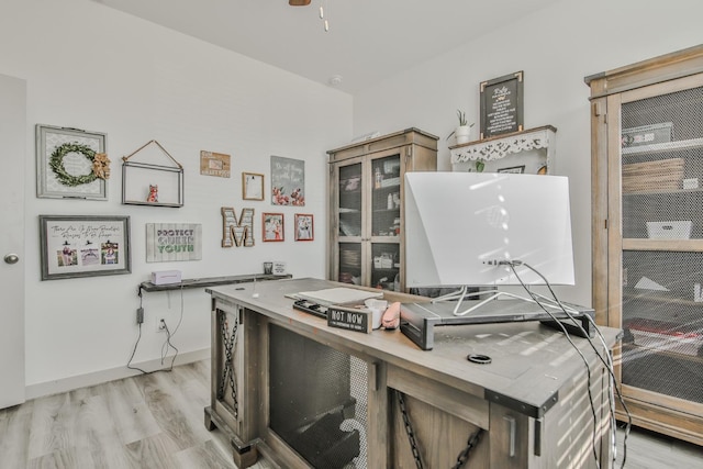 office area featuring light hardwood / wood-style floors