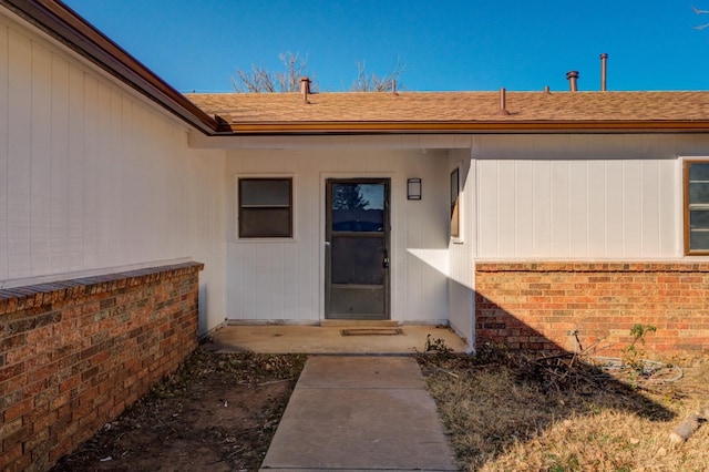 property entrance with a patio