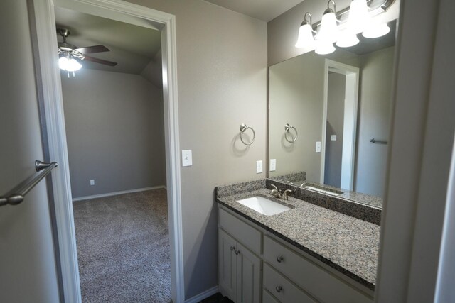 bathroom with vanity and ceiling fan