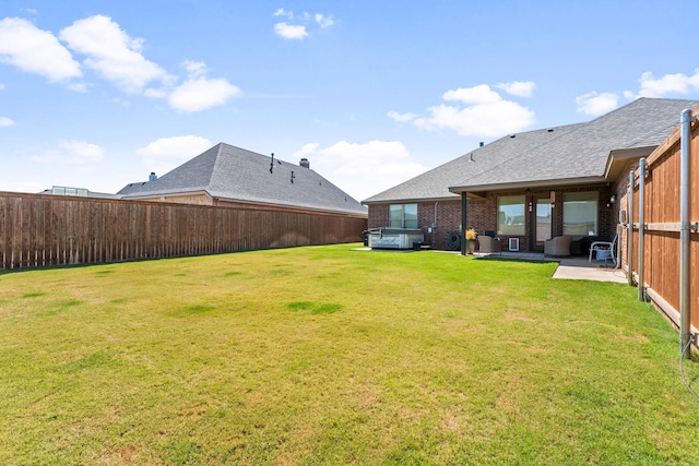 view of yard featuring a fenced backyard and a patio