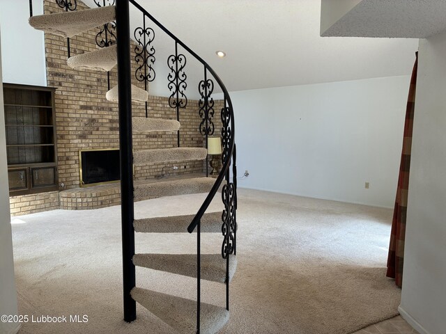 1423 Cherry Blossom Dr, Littlefield, TX 79339 - stairs featuring carpet and recessed lighting