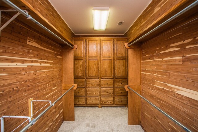 spacious closet with light colored carpet