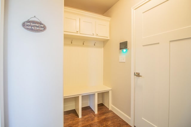 mudroom with dark wood-type flooring