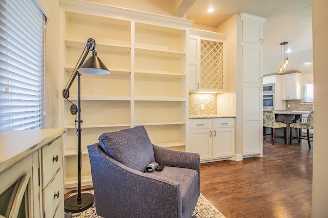 sitting room featuring dark wood-type flooring