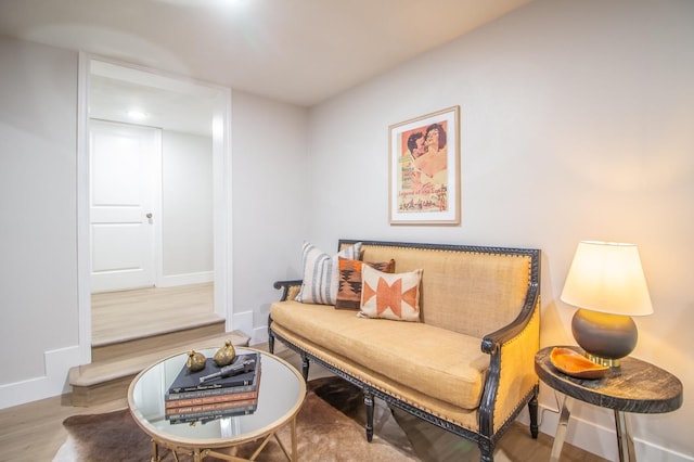 living area with wood-type flooring