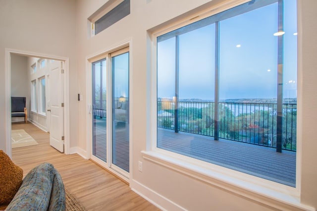 interior space with light hardwood / wood-style floors