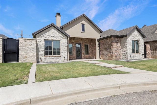 view of front of home featuring a front yard