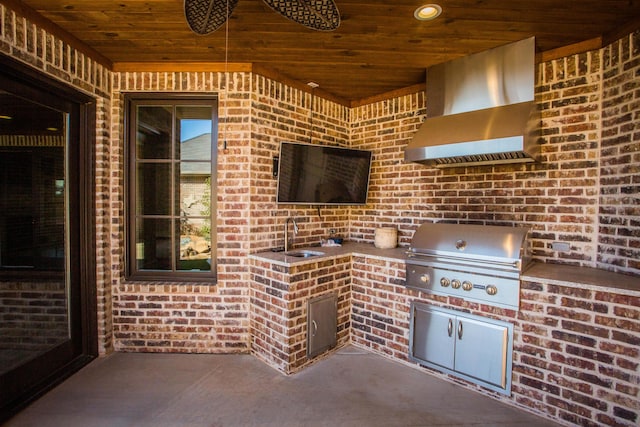 4906 119th St, Lubbock, TX 79424 - view of patio featuring exterior kitchen, a sink, and a grill
