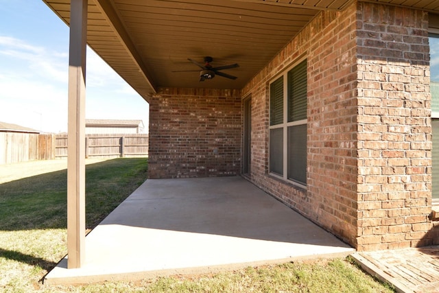 view of patio / terrace with ceiling fan