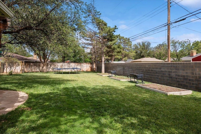 view of yard featuring a trampoline