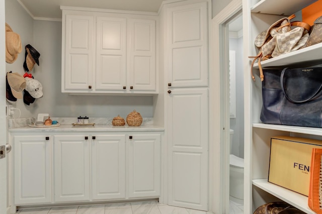 mudroom with crown molding