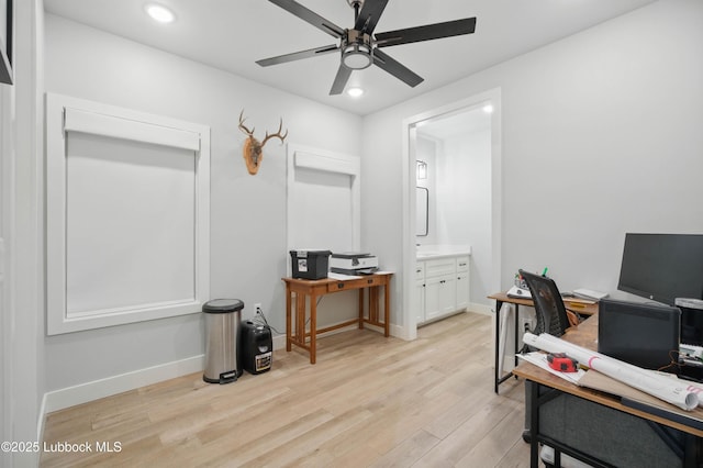 13803 Quinton Ave, Lubbock, TX 79424 - office space featuring ceiling fan, light wood-type flooring, and recessed lighting