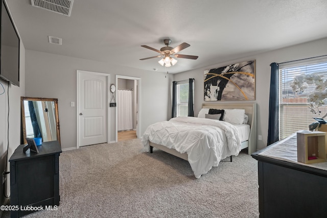 6827 38th St, Lubbock, TX 79407 - bedroom with multiple windows, carpet floors, a ceiling fan, and baseboards