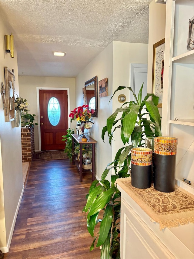 819 N Amherst Hwy, Earth, TX 79031 - entrance foyer with dark wood-type flooring and a textured ceiling
