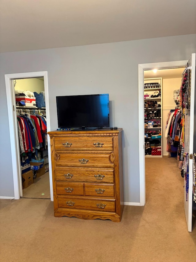 819 N Amherst Hwy, Earth, TX 79031 - bedroom with a spacious closet, light colored carpet, and a closet