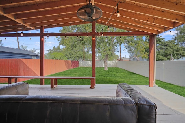 view of patio / terrace featuring ceiling fan and outdoor lounge area