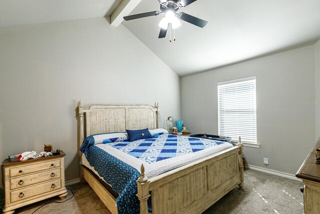 2541 137th St, Lubbock, TX 79423 - carpeted bedroom featuring ceiling fan and lofted ceiling with beams