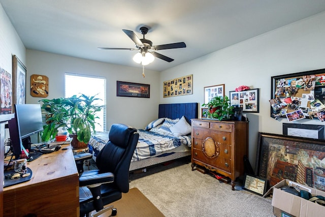 2541 137th St, Lubbock, TX 79423 - bedroom with light colored carpet and ceiling fan