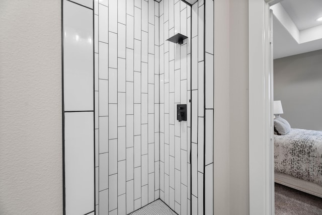 bathroom with tiled shower and ensuite bathroom