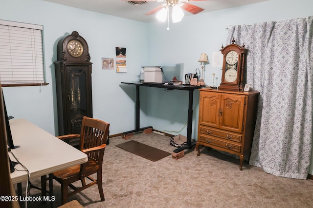2512 Holliday Dr, Plainview, TX 79072 - office featuring ceiling fan and light carpet