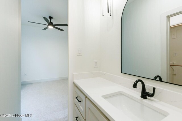 7450 55th St, Lubbock, TX 79407 - bathroom featuring ceiling fan and vanity