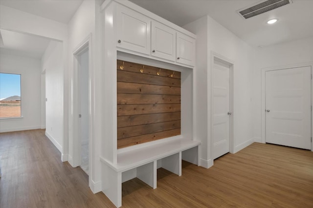 mudroom featuring light wood-type flooring