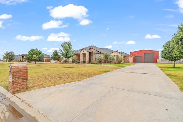 ranch-style home with a front lawn