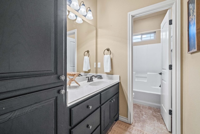 full bathroom featuring vanity, toilet, and shower / bathing tub combination