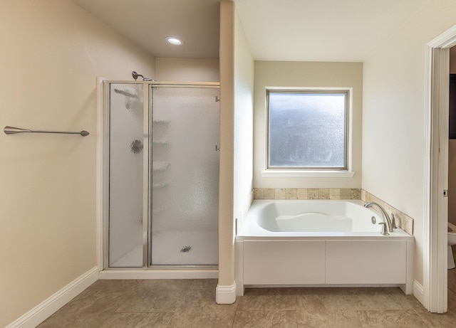 bathroom with toilet and independent shower and bath