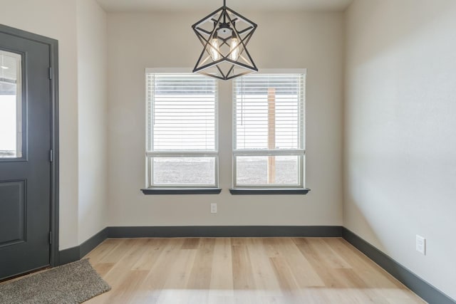 interior space with light hardwood / wood-style flooring