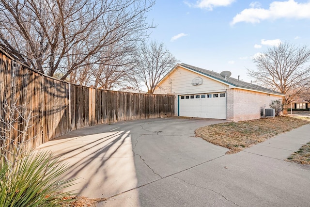 garage with central air condition unit