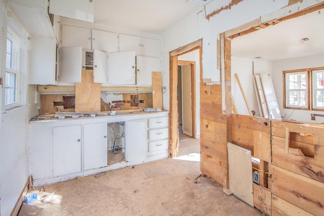 kitchen with plenty of natural light and white cabinets