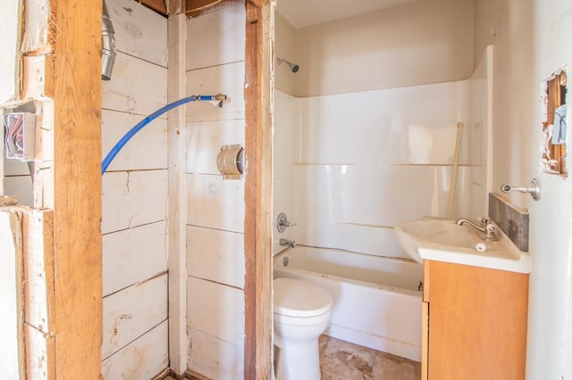 full bathroom with vanity, shower / washtub combination, and toilet