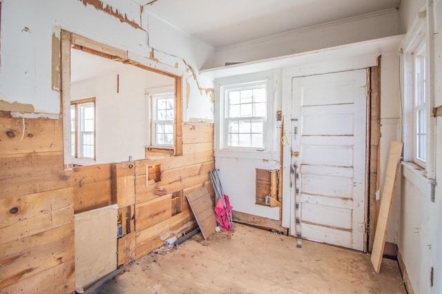 interior space with ornamental molding