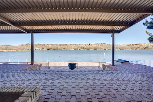 dock area featuring a water view