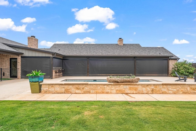 7733 46th St, Lubbock, TX 79407 - view of swimming pool with an in-ground hot tub, a lawn, and a patio area