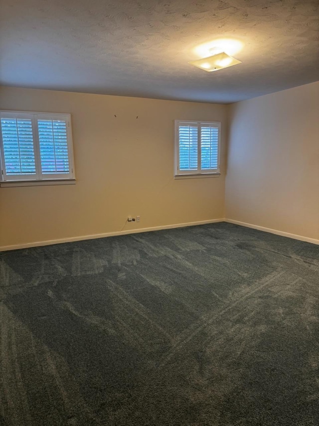 spare room with carpet flooring and a textured ceiling