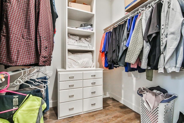 spacious closet featuring wood finished floors